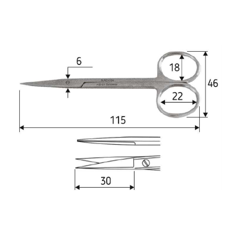 Ножиці J-22-211, 11,5 см, гострий/гострий, прямі